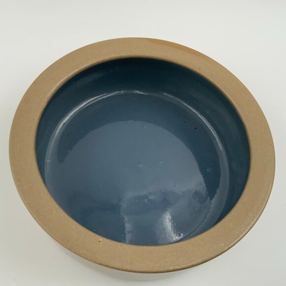 Crock Blue & Tan Dog Bowl Dish Pottery 7.5-inch X 2.5” - Picture 4 of 5
